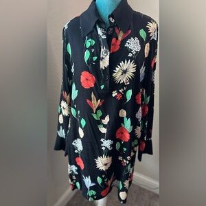 Zara Floral Long Sleeve Dress with 4 Button Accent     Size L